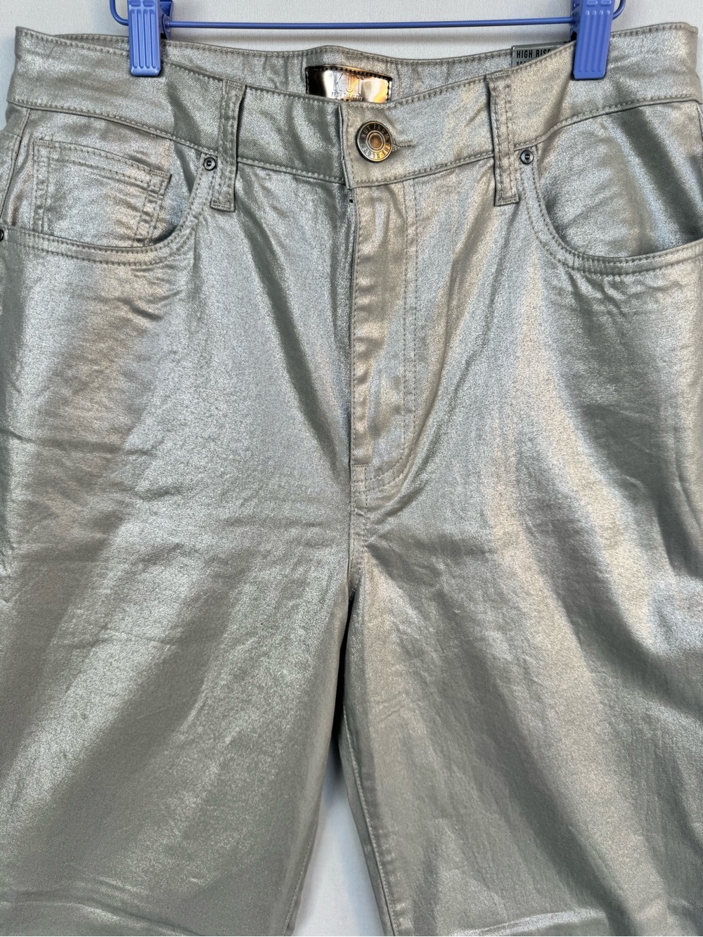 Kut from the Kloth Metallic Silver Label High-Rise Miller Wide Leg Pant - Picture 11 of 16